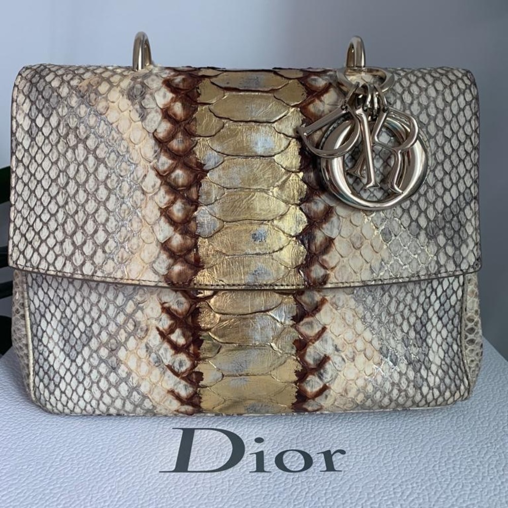 DIOR Bag Exotic 🐍 CHRISTIAN DIOR Metallic”Be Dior” Python Medium Bag